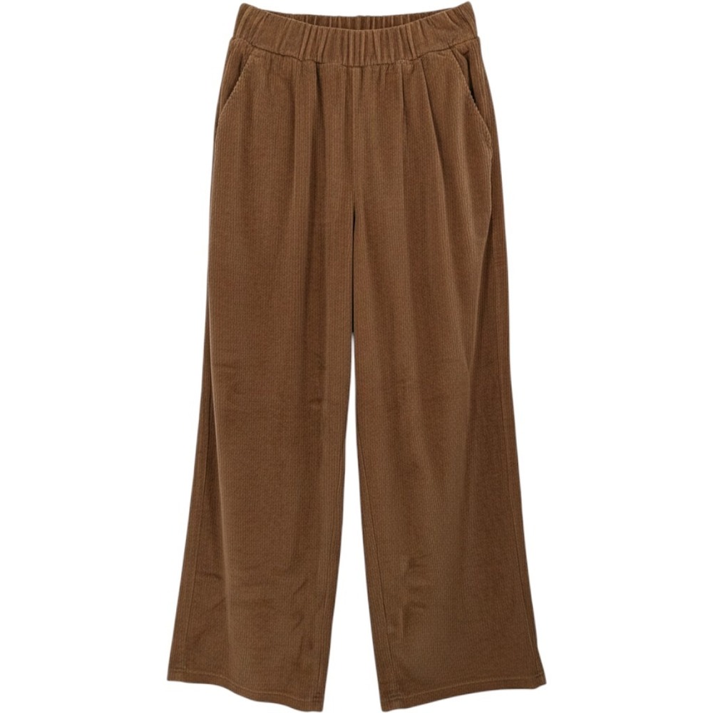 Aerie Corduroy Pull On Wide Leg Pants Women XS Brown Pockets Casual Relaxed